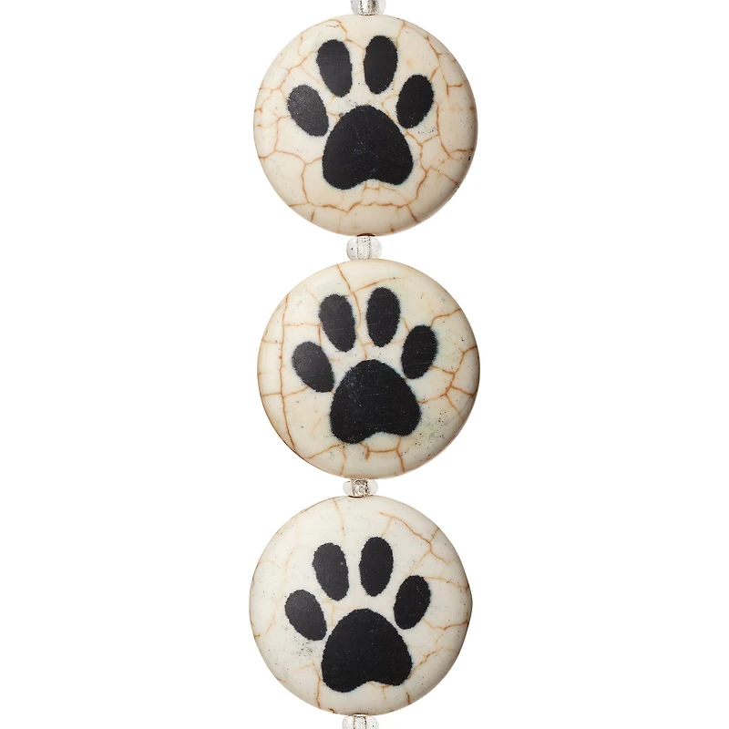 Paw Print Reconstituted Quartzite Lentil Beads, 24mm by Bead Landing™