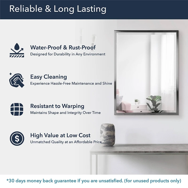 Head West Brushed Nickel Stainless Steel Beveled Accent Vanity Mirror