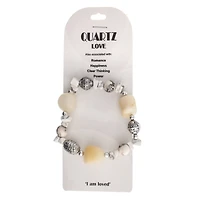 John Bead White Howlite & Crystal Quartz Natural Gemstone Bracelet