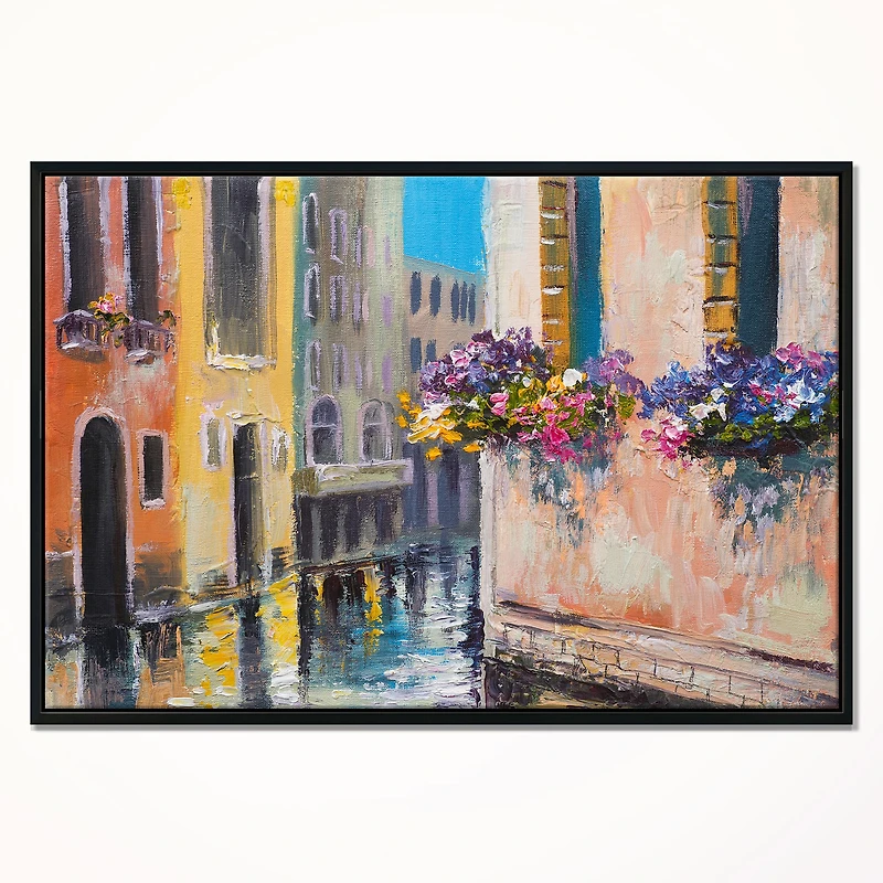 Designart - Canal in Venice with Flowers