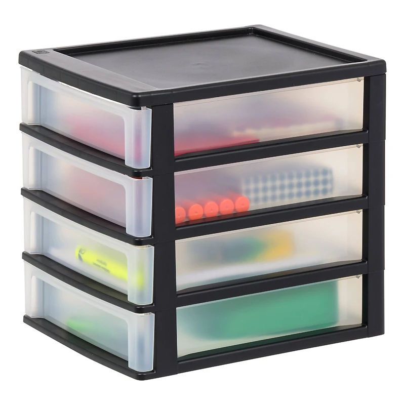 IRIS Black 4 Drawer Desktop Storage Unit Set