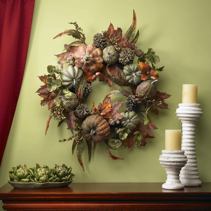 24" Pumpkin & Gourd Wreath