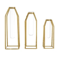 CosmoLiving by Cosmopolitan Set of 3 Gold Stainless Steel Glam Vase, 13" x 5" x 5"