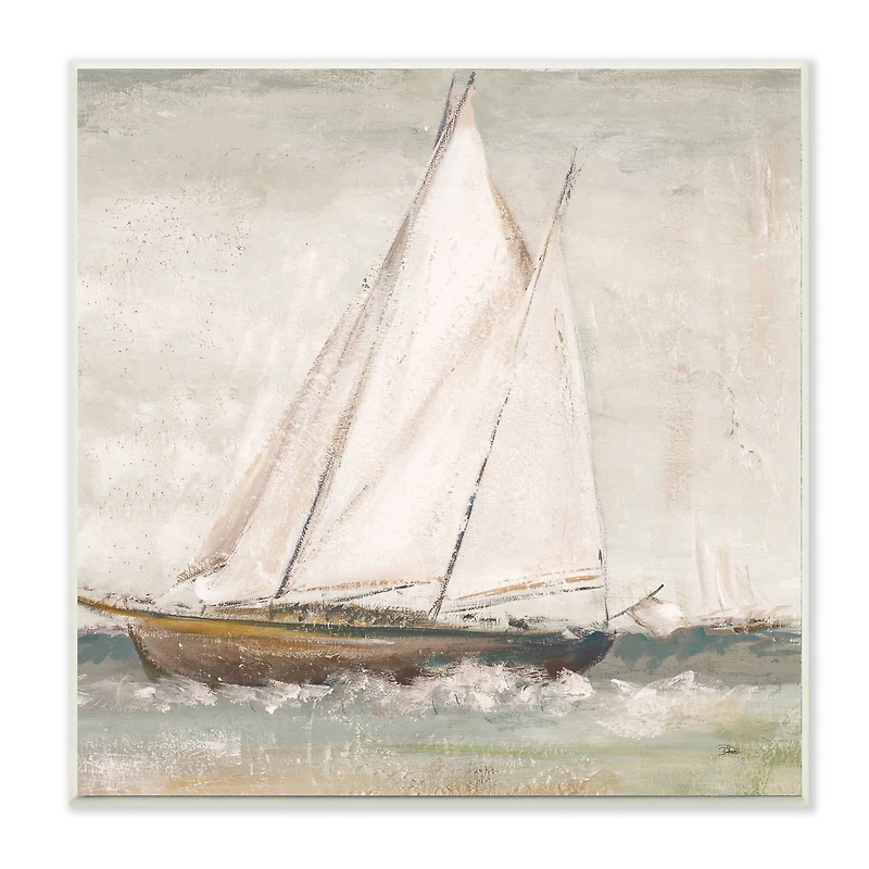 Stupell Industries Traditional Sailboat at Sea Contemporary Soft Waves,12" x 12"