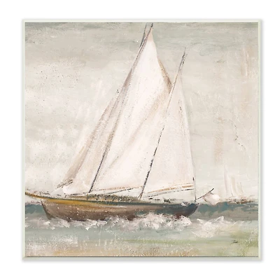 Stupell Industries Traditional Sailboat at Sea Contemporary Soft Waves,12" x 12"