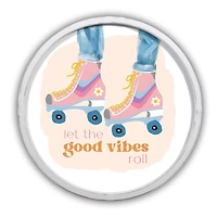 Let the Good Vibes Roll 20" x 20" Round White Framed Print