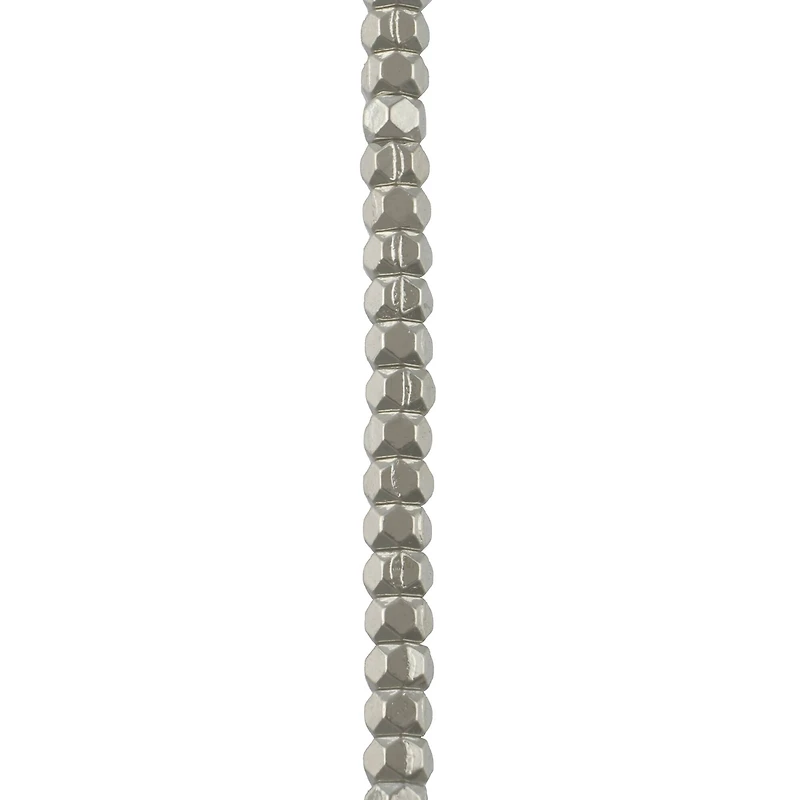 Rhodium Faceted Metal Cube Beads, 3mm by Bead Landing™