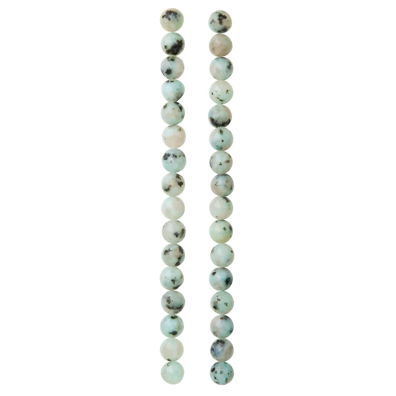 12 Pack: White Kiwi Stone Round Beads, 8mm by Bead Landing™