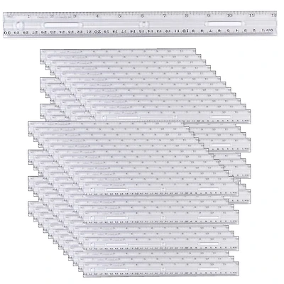Charles Leonard Clear 12" Plastic Ruler, 48ct.