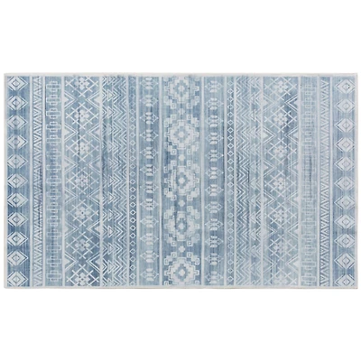 Blue Geometric Print Washable Area Rug by Ashland