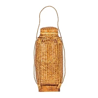 Hello Honey® 19" Natural Artisanal Bamboo & Rattan Lidded Container