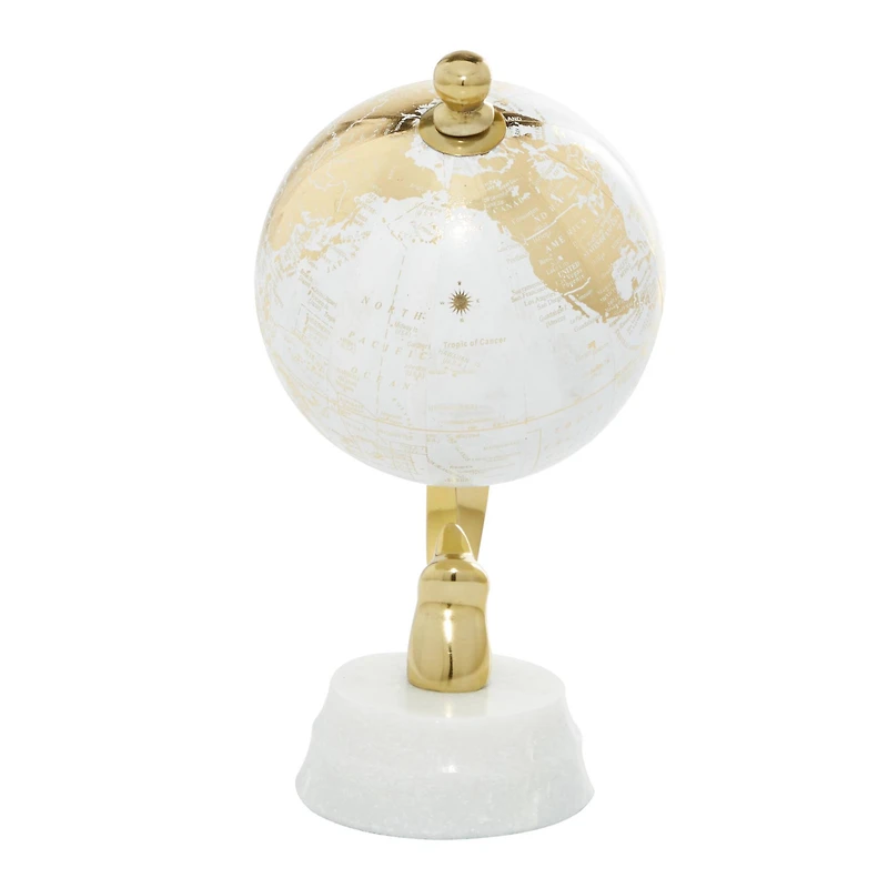 10" Gold Stoneware Coastal Globe
