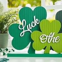 Glitzhome® 16" St. Patrick's Wooden Shamrocks Table Décor