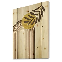 Designart - Abstract Sun and Moon With Leaf In Earth Tones