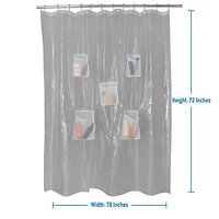 Bath Bliss Heavyweight PEVA Shower Liner with 5 Mesh Pockets
