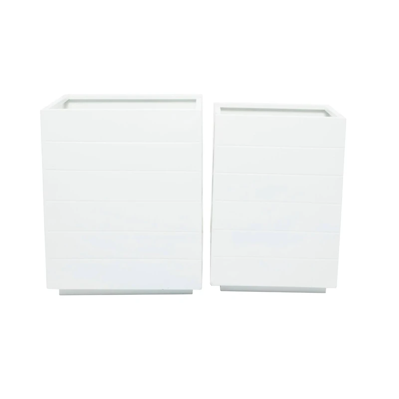 White Modern Planter, Set of 2" 17", 14"