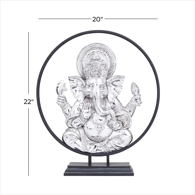 22" Black Polystone Eclectic Buddha