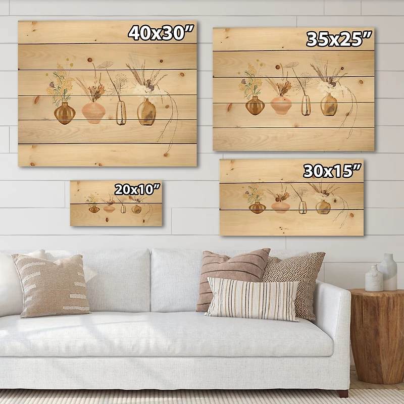 Designart - Bouquets Of Wildflowers In Gold Vases II