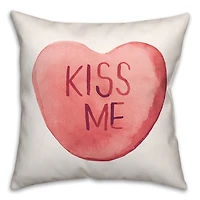 Kiss Me Candy Heart Throw Pillow