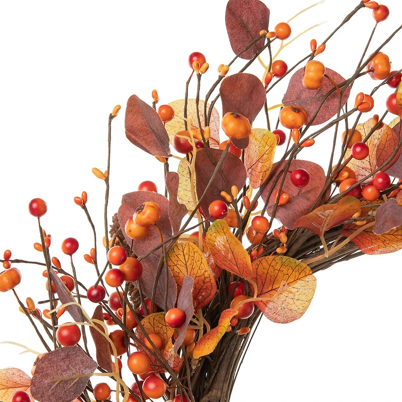 Glitzhome® 22" Fall Eucalyptus Berry Wreath