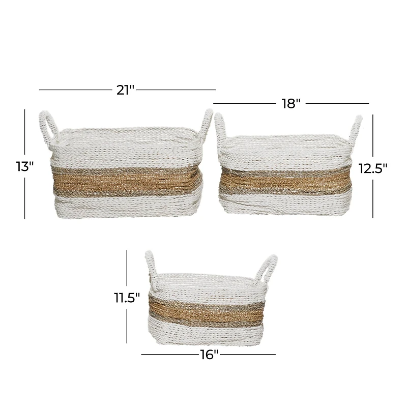 White & Brown Nesting Storage Basket Set