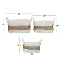 White & Brown Nesting Storage Basket Set