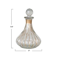 Hello Honey® 12oz. Clear & Gold Stripes Hand Painted Blown Glass Fluted Mini Decanter