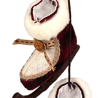 Buffalo Plaid Ice Skates Christmas Ornament - 4"