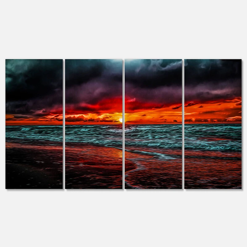 Designart - Red Sunset over Blue Waters