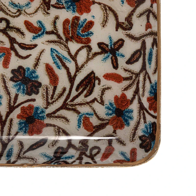 Hello Honey® 13" Abstract Print & Earthy Foliage Metal Tray, 3ct.