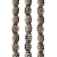 Silver-Plated Antique Flower Carved Tube Beads, 10mm by Bead Landing™