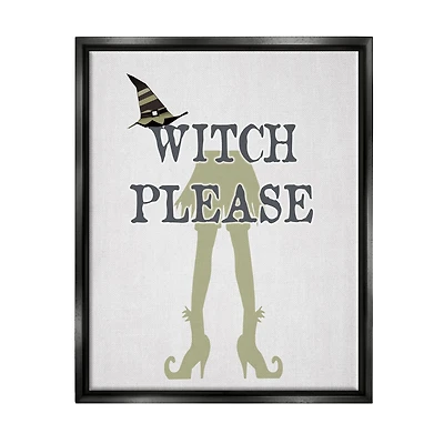 Stupell Industries Witch Please Funny Phrase Framed Floater Canvas Wall Art