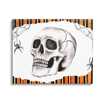 Stupell Industries Orange & Black Striped Skull Canvas Wall Art