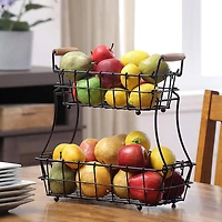NEX™ 13" Black 2-Tier Countertop Fruit & Vegetable Storage Basket