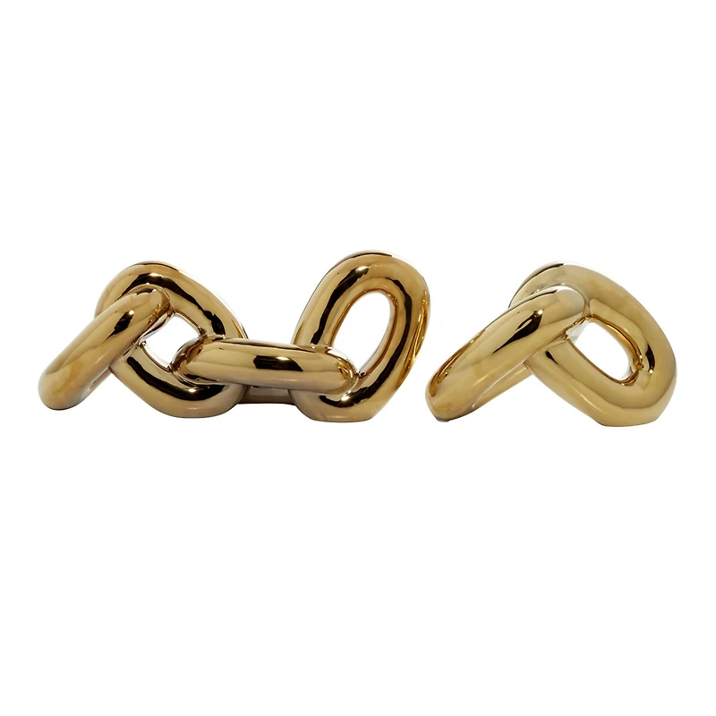 CosmoLiving by Cosmopolitan Gold Porcelain Glam Chain Sculpture Set