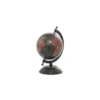 9" Rustic Black Metal, Wood & Plastic Globe