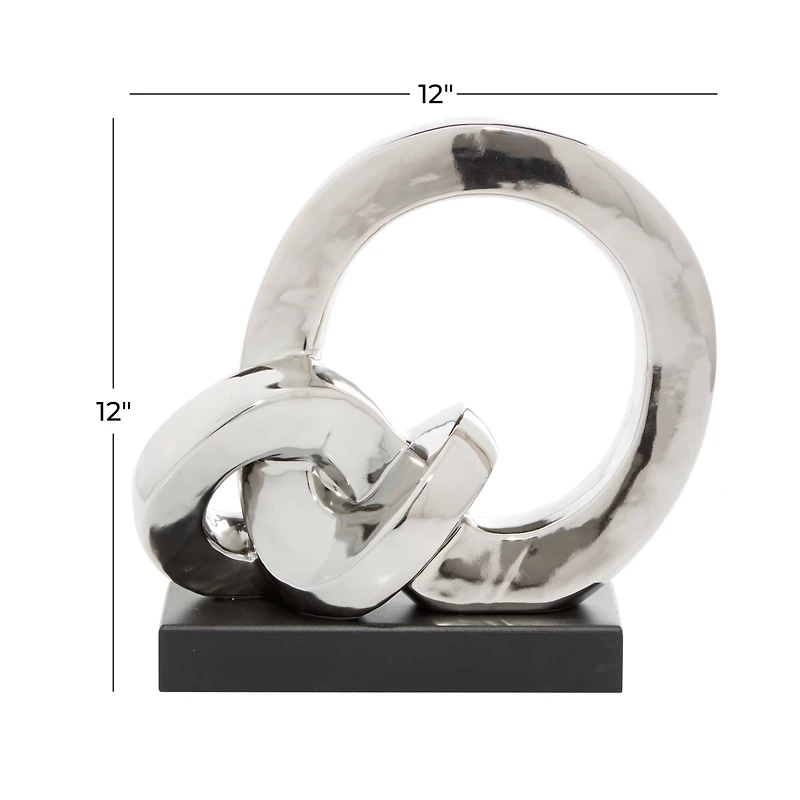 12" Silver Porcelain Contemporary Abstract Sculpture