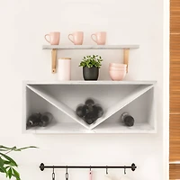 Whitewashed Wooden Wine Bottle Display Rack