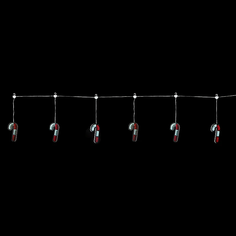 6ct. Red & White LED Candy Cane Curtain Lights by Ashland®