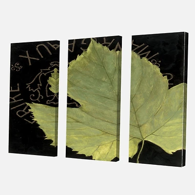 Designart - Handpainted Green Leaf On Black