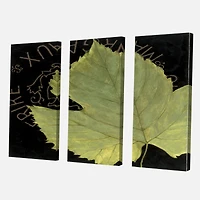 Designart - Handpainted Green Leaf On Black