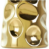 19" Gold Ceramic Concaved Circles Geometric Vase