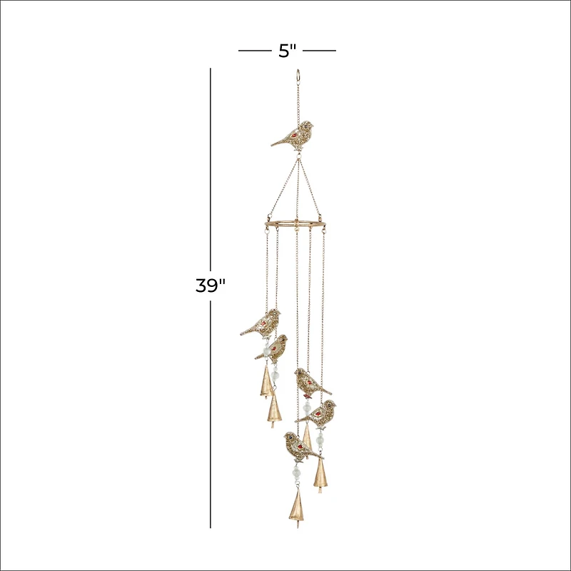39" Gold Bird Metal Eclectic Windchime