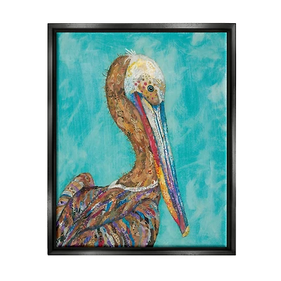 Stupell Industries Beautiful Pelican Bird Vivid Patterns Framed Floater Canvas Wall Art