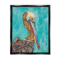 Stupell Industries Beautiful Pelican Bird Vivid Patterns Framed Floater Canvas Wall Art