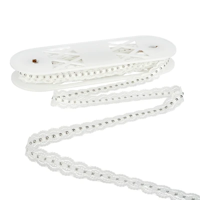 0.75" White Lace Trim with Beads by Celebrate It®