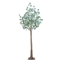 5ft. Pre-Lit Artificial Eucalyptus Tree with Warm White LED Lights