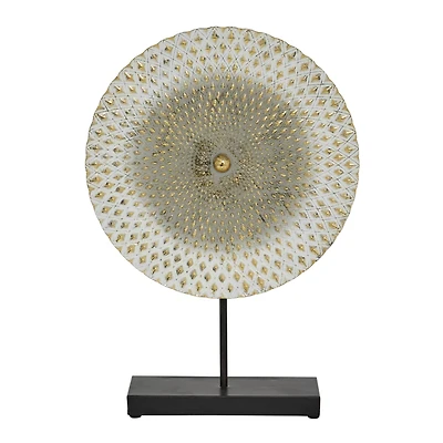 20" Gray & Gold Metal Mandala Sculpture