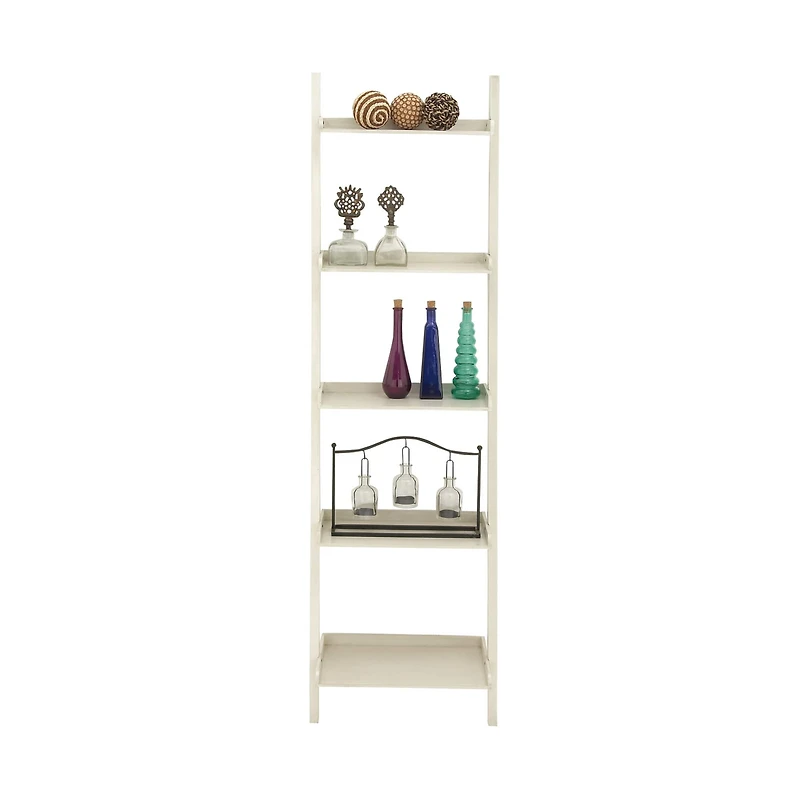 White Wood Traditional Shelving Unit, 69 " x 20 " x 14 "