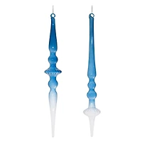 12.5" Blue Ombre Glass Finial Drop Ornament Set